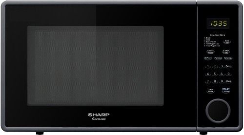 Sharp R-309YK Mid-Size Countertop Microwave Oven, Smooth Black, 1.1 Cu. Ft. Capacity, 1000 watts Output Power, Easy-to-read LED Digital Display, Premium Scratch-Resistant Glass Front, 11-1/4 Carousel Turntable System, 11 Power Levels, 10 Preset Options, +30 Seconds Key, Shrotcuts, Porcorn Key, Digital Timer/Digital Clock, UPC 074000618695 (R309YK R 309YK R-309-YK R-309 YK R309)