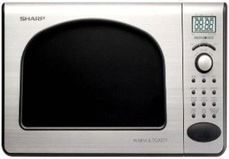 Sharp R-55TS Compact Toaster and Microwave Oven, 650 Watt. 0.5 Cu. Ft., Black / Stainless, Heater: Wattage Top: 760 W, Bottom: 510 W, Total: 1270 W, Automatic Settings 20, Turntable Diameter 10 1/2