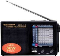 QFX R-9BK Personal AM/FM/MW/SW1-7 Radio, Black, Analog TV Sound Ch 2-5, High Sensitivity, Low Noise, LED Power Indicator, Earphone Jack 3.5mm, Telescopic Antenna, DC 3V or 2 AA Batteries, Batteries not included, Gift Box Dimension 5.5x1.25x3.25, Weight 0.40 Lbs, UPC 606540002919 (R9BK R-9-BK R-9 BK R9) 