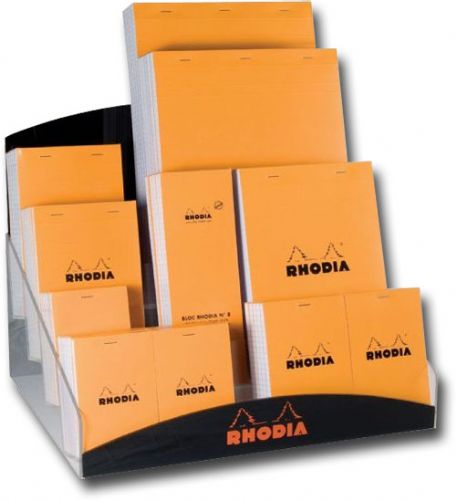 Rhodia RA26D Sketch/Memo Pad Display; Handy, economical white sketch/memo pads, with violet 5x5 squares per inch grid lines; Sheets are approximately 20 lbs; basis weight and perforated for quick tear-off; For various home, school, office, studio, and field uses; 80-sheet pads; UPC 088354910404 (RHODIARA26D RHODIA RA26D RA 26D RA26 D RHODIA-RA26D RA-26D RA26-D) 