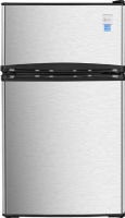 Avanti RA31B3S Compact Refrigerator with Can Rack, 2.1 Cu. Ft. Refrigerator Capacity, 1 Cu. Ft. Freezer Capacity, 3.1 Cu. Ft. Total Capacity, 6 Can Capacity, Glass  Shelves, 2 No. of Shelves, Clear View Crisper, Single Temperature Zones, Full Range Temperature Control, 2 Liter Bottle Storage on the Door, Door Bins for Additional Storage, Space Saving Flush Back Design, UPC 079841023134, Stainless Steel Finish (RA31B3S RA-31B3-S RA 31B3 S) 