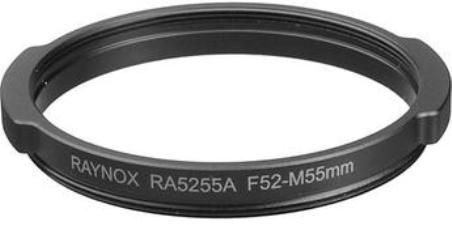Raynox RA5255B Adapter Ring F52mm-M55mm for 55mm Filter Size Camera, 52mm Female threads, 55mm Male threads, 0.75 F.Pitch, 0.75M.Pitch, 7.5mm Height, ABS/PC Material, Two Knobs (RA-5255B RA 5255B RA5255-B RA5255)