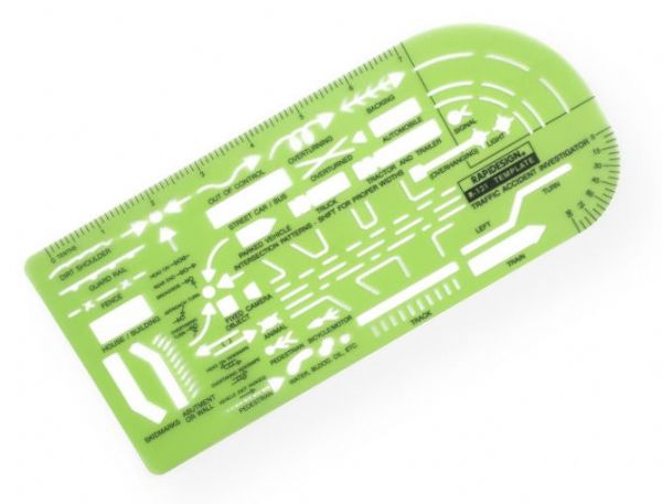 Rapidesign 131R Traffic Accident Template; Contains graphic symbols for illustrating traffic accident scenes; Size: 4.5