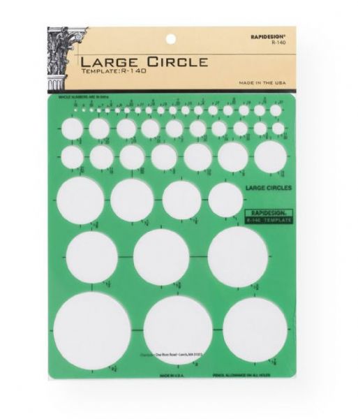 Rapidesign 140R Large Circle Template; Contains 45 circles from 1/16