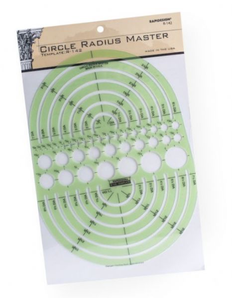 Rapidesign 142R Circle Radius Master Template; Contains 62 circles from 3/64