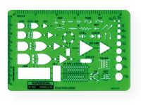 Rapidesign 308R Electro/Logic Template; Contains various sizes of gate and inverter symbols with selected combination of electronic symbols; Size: 5.75" x 3.75" x .030"; Shipping Weight 0.06 lb; Shipping Dimensions 3.75 x 5.75 x 0.03 in; UPC 014173253170 (RAPIDESIGN308R RAPIDESIGN-308R TEMPLATE ENGINEERING) 