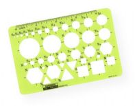 Rapidesign 50R Pocket Pal Template; Contains: 1/32" to 1" circles, hexagons, triangles, squares; Size: 3.5" x 5.125" x .030"; Shipping Weight 0.06 lb; Shipping Dimensions 5.00 x 3.25 x 0.12 in; UPC 014173253675 (RAPIDESIGN50R RAPIDESIGN-50R TEMPLATE DRAWING) 