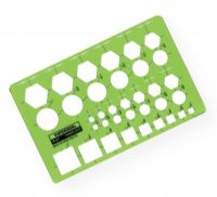 Rapidesign 57R Bolts & Nuts Template; Contains hexagons, circles, and squares; Size: 5" x 7.625" x .030"; Shipping Weight 0.06 lb; Shipping Dimensions 0.25 x 0.25 x 0.25 in; UPC 014173253934 (RAPIDESIGN57R RAPIDESIGN-57R ENGINEERING TEMPLATE) 