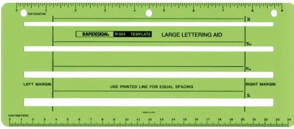 Rapidesign 924R Large Lettering Aid Template; .125
