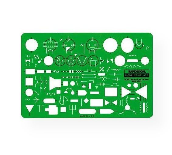 Rapidesign R301 Electric/Electronic Symbols Template; Size: 5