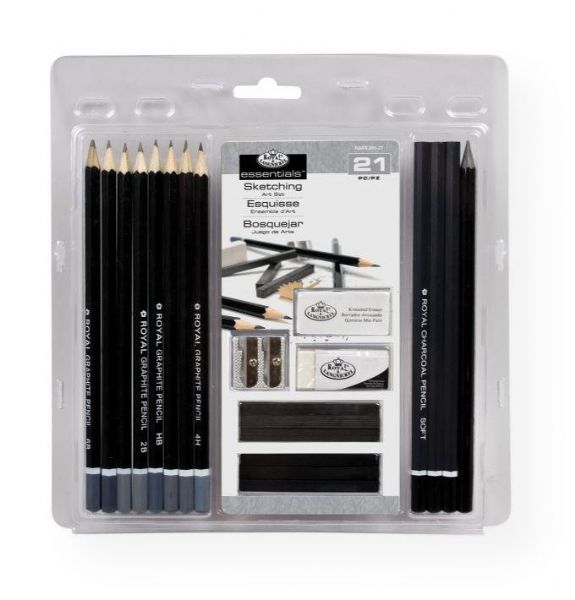 Royal & Langnickel RART-200 Essentials Sketching Set; Set contains 12 pencils in various degrees from 6H to 6B; Shipping Weight 0.35 lb; Shipping Dimensions 8.44 x 8.94 x 0.25 in; UPC 090672057648 (ROYALLANGNICKELRART200 ROYALLANGNICKEL-RART200 ESSENTIALS-RART-200 ROYAL/LANGNICKEL/RART200 RART200 ARTWORK)