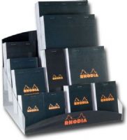 Rhodia RB26D Sketch/Memo Pad Display; Handy, economical white sketch/memo pads, with violet 5x5 squares per inch grid lines; Sheets are approximately 20 lbs; basis weight and perforated for quick tear-off; For various home, school, office, studio, and field uses; 80-sheet pads; UPC 088354810315 (RHODIARB26D RHODIA RB26D RB 26D RB26 D RHODIA-RB26D RB-26D RB26-D) 
