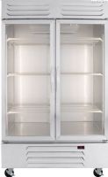 Beverage Air RB49HC-1G Vista Series One Section Glass Door Reach-In Refrigerator - 52", 49 cu. ft. Capacity, 1/3 HP Horsepower, 8.8 Amps, 60 Hertz, 1 Phase, 115 Voltage, 2 Number of Doors, 6 Number of Shelves, 2 Sections, 36° - 38° F Temperature Range, 47.63" W x 28.50" D x 61.75" H Interior Dimensions, Stainless Steel and Aluminum Construction, Bottom Mounted Compressor Location, Freestanding Installation (RB49HC-1G RB49HC 1G RB49HC1G) 