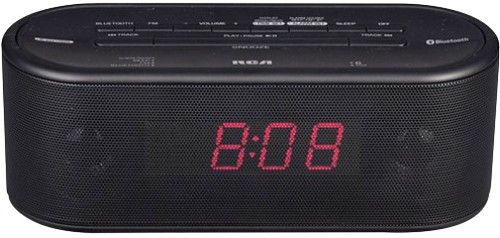 RCA RC345 Stereo Clock Radio with Bluetooth Wireless; Enjoy music wirelessly from your smartphone or tablet with Bluetooth; USB charging port for your smartphone or tablet; Stereo speakers for full-bodied sound; 0.9
