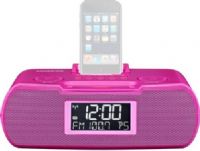 Sangean RCR-10 PK FM-RBDS/AM/Aux-in Digital Tuning Atomic Clock Radio, Pink, FM/AM Stereo Digital Tuning Stereo, 10 Memory Preset Stations (5 FM, 5 AM), iPod Cradle Plays and Charges iPod, Comprehensive iPod Dock Adjuster, Easy to Read LCD Display with Adjustable Backlight, Atomic WWVB Radio Controlled Clock Radio, UPC 729288059615 (RCR10PK RCR-10PK RCR-10-PK RCR10-PK RCR10 RCR 10) 