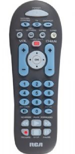 RCA RCR314WR 3 device universal remote; Controls TV, satellite receiver/cable box/streaming player, and DVD/VCR/DVR; Perfect universal remote for streaming player setups; Large keys for ease of use; Replaces or consolidates most major remote brands; Partially backlit, so you can see the keys in the dark; Controls 3 devices; Simple device setup; Limited lifetime warranty; UPC 044476103360 (RCR-314WR RCR-314WR) 