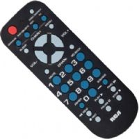 RCA RCR504BR Four Device Universal Remote, Black, Controls up to 4 home theater components, Easy-to-use keys with multi-colored keypad, Enables direct access to HD over-the-air digital sub-channels (like 59.1); Keys for TV, DVD or auxiliary component, VCR, and satellite receiver, cable box, or digital TV converter; UPC 044476083754 (RCR-504BR RCR 504BR RCR504-BR RCR504 BR)   
