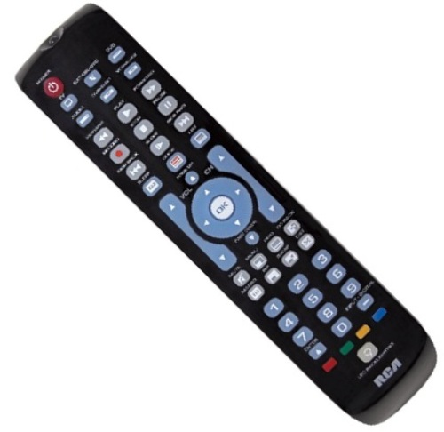 RCA RCRN06GR 6-device universal remote; Learning capability lets you transfer capabilities from your original remotes to this one; Macros (up to 6) let you condense multi-step actions, like watching a DVD, into a single keypress; Blue backlit keypad makes remote easy to see in any light.Red, blue, yellow and green keys access advanced cable, satellite or Blu-ray functions; UPC 044476068737 (RCRN06GR RCRN06GR)
