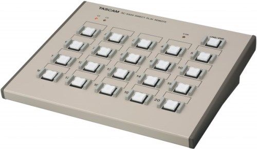 Tascam RC-SS20 Remote Control For use whit SS-CDR-200, SS-R200, HD-R1 & HS-8 Solid-State recorders; 20 Illuminated Buttons; Supports Flash Play Mode on SS-CDR200, SS-R200 and HS-8; Load/Stop Button; End Of Material indicator lights when end of track is approaching; Includes 15' cable; UPC 043774023707 (RCSS20 RC SS20 RCS-S20 RC-SS20)
