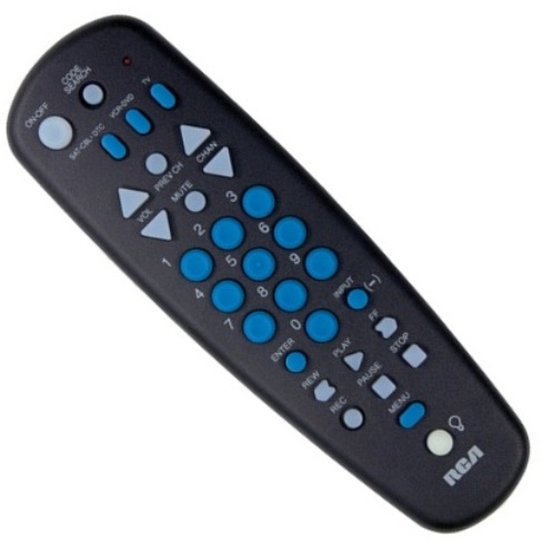 RCA RCU300TR 3-Device Universal Remote; Controls SAT, cable, TV, VCR or DVD; Easy to use channel and volume keys; Multi-color keypad makes keys easy to locate; Code search key launches automatic code search; Simple device setup with automatic brand, manual and direct code search methods; More Info Support/Manuals; Partially backlit; Includes batteries; Limited 90 day warranty; UPC 079000305347 (RCU300TR RCU300TR)