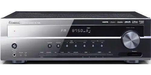 Sherwood RD-7505 Audio/Video Receiver with HD Audio Decoding, Black, 7.1 Channel, 80W x 2@6Ω, 40Hz~20kHz, 0.2% THD in Stereo Mode; 110W x 7 (1kHz, THD 1%)@6Ω/Only Channel, Heavy Duty Speaker Binding Post, Assignable 2 Channel Power Amp(Surround Back L/R, Room2, Bi-Amp or Front Height), HD Audio Decoding for Blu-Ray, UPC 093279843324 (RD7505 RD 7505)