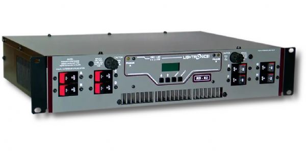 Lightronics RD-82 Rack Mount Dimmer, 8 Channels, 2400 Watts per Channel, Remote Activated Scene, DMX-512 and LMX-128 Control, UL-508 Compliant, Stand Alone Chaser Functions, 2 HOTS of 120VAC Single/Three Phase 80 Amps per Hot Input Under Full Load, 20 Amp Fast Acting Circuit Breakers, 350 Microseconds Minimum Rise Time Filtering (RD82 RD 82)