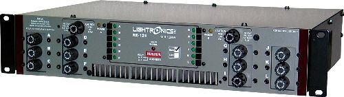 Lightronics RE121L RE Series Rack Mount Dimmer, 12 Channels, 1200 Watts per Channel, LMX-128 Control, 128 Channels System Addressability, 10 Amp Fast Acting Fuses, Dim/Relay Mode per 6 Channel groups, 120/240V 60 Amp, Response Time 8.33 Milliseconds, 2 HOTS of 120VAC Single/Three Phase 60 Amps per Hot Input Under Full Load (RE-121L RE 121L RE121-L RE121)