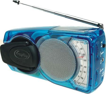 Freeplay RE1TB Eyemax LED, AM/FM Radio with LED light, Solar, Impedance 8 ohms, 25 hours of play time on full charge, 30-second wind provides 35 minutes of play time, Frequencies: FM 88-108 MHz, AM 500-1700 kHz, Speaker: Size 66mm (2.6 inches) (RE1-TB RE-1TB RE1 EYEMAX EYEMAX/LT 600855300053-3 6008553000533)