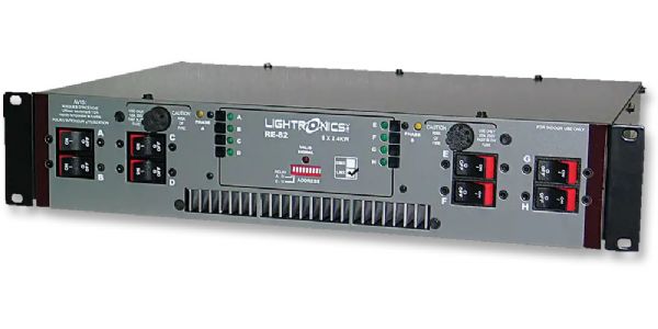 Lightronics RE82L RE Series Rack Mount Dimmer, 8 Channels, 2400 Watts per Channel, LMX-128 Control, 128 Channels System Addressability, Fast Acting Magnetic Circuit Breakers, Dim/Non-Dim Mode by Channel, 120/240V 80 Amp, Response Time 8.33 Milliseconds, 2 HOTS of 120VAC Single/Three Phase 80 Amps per Hot Input Under Full Load(RE-82L RE 82L RE82)