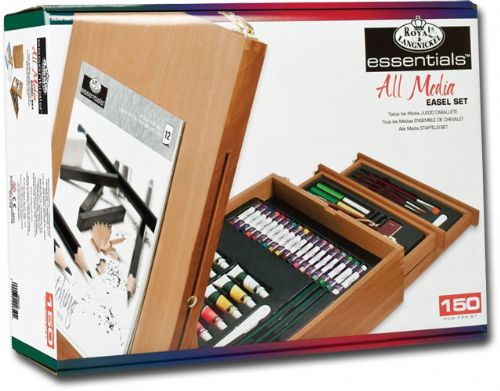 Royal And Langnickel REA6150 All Media Easel Artist Set; This set is a 150 piece collection of artist materials ideal for the beginner, student, or artist; Multi media set; Wooden artist box easel with ample storage; UPC 090672226594 (ROYALANDLANGNICKELREA6150 ROYALANDLANGNICKEL REA6150 ROYAL AND LANGNICKEL REA 6150 ROYALANDLANGNICKEL-REA6150 REA-6150)