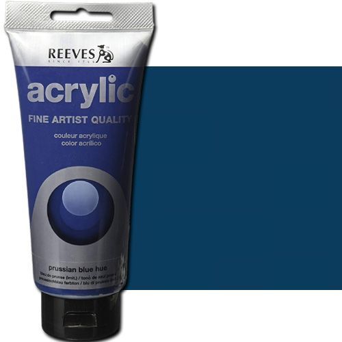 Reeves 8380380 Acrylic Color, 200ml, Prussian Blue Hue; High pigment concentration gives excellent lightfastness and strong vibrant color with outstanding coverage; The superior acrylic resin used ensures excellent adhesion and a free flowing consistency; EAN 780804296785 (REEVES8380380 REEVES 8380380 ALVIN ACRYLIC 200ml PRUSIAN BLUE HUE)