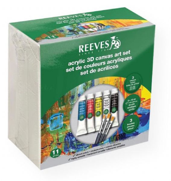 Reeves 8490001 Acrylic 3D Canvas Art Set; Create dimensional wall art! Set contains three 8