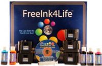 FreeInk4Life REFILLSYSTEM Refill System, Refill the inkjet cartridges you already own over and over again with this kit, Interactive CD-Rom gives step-by-step detailed instructions on how to refill over 450 different types of cartridges from different manufacturers, 5 easy to use refill stations are compatible with all the leading manufacturer cartridges, UPC 833838001020 (REFILL-SYSTEM REFILLSYSTEM Free Ink 4 Life) 