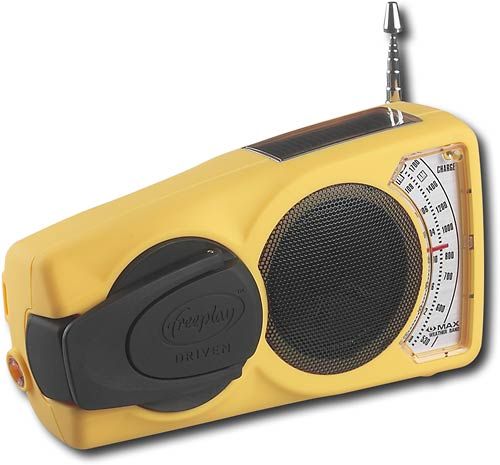 Freeplay REW1Y Eyemax LED with Weather Band, AM/FM Radio with LED light, Solar, Wind up and AC/DC adaptor, Solid Yellow (REW1-Y, REW1, EYEMAX)