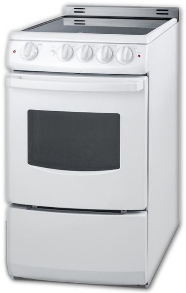 Summit REX205WRT Freestanding Electric Range With 4 Elements, Smoothtop Cooktop, 2.4 cu.ft. Primary Oven Capacity, Viewing Window, ADA Compliant, In White, 20