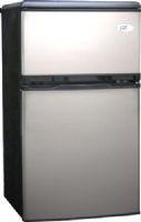 Sunpentown RF-320S Double Door Refrigerator, Stainless Steel Door with Black Cabinet, 3.2 cu.ft. net capacity, Separate fridge and freezer compartments, Adjustable thermostat, Freezer compartment temp range 5 ~ 23°F, Refrigerator compartment temp range 35 ~ 59°F, Top mount, Manual defrost, HCFC-free, UPC 876840000025 (RF320S RF 320S RF-320) 