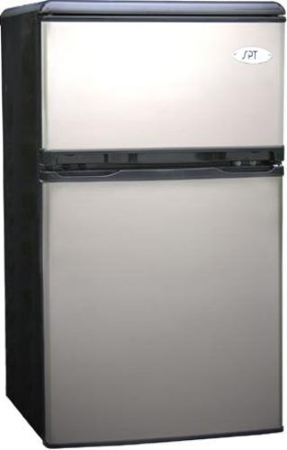 Sunpentown RF-320S Compact Top-Freezer Refrigerator with 3.2 Cu. Ft. Capacity & Adjustable Thermostat, Stainless Steel Color, Top mount, Manual defrost, HCFC-free, Reversible door, Slide-out wire shelf for storage versatility, Transparent vegetable storage drawer with glass shelf, Tall bottle rack  (RF 320S RF320S RF-320 RF320) 