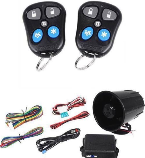 AutoPage RF-355T Three-Channel Security System with Keyless Entry, 3-Channel Car Alarm Security System, 5-Button Transmitter, 5-button sidekick remote control transmitter, 56-Bit random code hopping, Anti-code grabbing, Code learning / anti-scan, Two car operational, Dedicated remote panic button, Dual polarity parking light flash, Dedicated Horn output, Back-up memory system, Starter disable output, UPC 856795005085 (RF-355T RF355T RF 355T) 