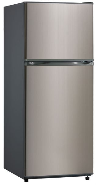 Equator RF423FW-1220SS Apartment Refrigerator 12 CuFt Stainless Steel;  Top Mount; 2 Doors; Automatic Defrost; Low Noise < 4.2dB; 2L Bottle Rack; High Efficiency Compressor; Can Storage Condenser; Reversible Door; 2 Fruit and Vegetable Crispers; 2.8 CuFt Freezer; 9.2 CuFt Refrigerator; Adjustable Leg; Recessed Handle; Mechanical Temperature Control; 134A Refrigerant; Glass Vegetable Crisper Cover; Transparent Door Rac; Egg Tray; Unit 29.5H x 23.6W x 59.8D in, 132.3 lbs; Shipping 31.9H x 25.6W x 