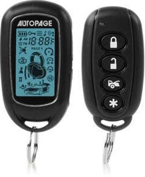 Autopage RF427P Two-Way 4-Channel Alarm & Keyless Entry System, 2-Way Keyless Entry and Car Alarm System with 4-Button Transmitter, 4 -button sidekick remote control transmitter, Keyless entry available on cars with power door locks, 2 car operational, anti code grabbing, Dedicated trunk release, Parking light flash for visual confirmation, Dome light supervision, valet mode, panic mode, UPC 856795005016(RF427P RF-427-P RF 427 P)