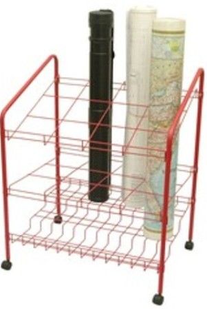 Adir RF619-RED Wire Bin Roll File 12 Openings, Red, Sheet Capacity 100 lbs. evenly dispensed, 12 Compartment Quantity, Compartment Size 5-1/2 x 5-1/2 Inches, Swivel Wheel Carpet Casters, 1-1/2 Inches diameter Wheel Size, Steel Material, Assembly Required, UPSableInnovative steps design for easy access, Convenient storage and mobility of tubes and rolls, UPC 815236010149 (RF619RED RF619 RED RF-619RED)