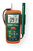 Extech RH101 Combination Humidity Meter and Infrared Thermometer; Item is a Class II laser product, 1mW power output; Combination humidity meter plus IR thermometer features a large backlit dual display; Weight 2 pounds; Dimensions 5.9 x 3.0 x 1.6 inches; UPC 793950441015 (EXTECHRH101 RH-101 RH/101 TESTER MEASSURE ENGINEERING CENTIGRADES RESEARCH) 