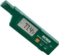 Extech RH25 Heat Index Psychrometer; Built-in multiparameter sensor measures; Heat Index, Wet Bulb Globe Temperature (WGBT), Humidity, Ambient Temperature, Temperature, Dew Point and Wet Bulb; User Programmable Heat Index/WBGT alarm; MIn/Max/Average; Data Hold; Auto Power Off with disable; UPC 793950440254 (RH-25 RH 25) 