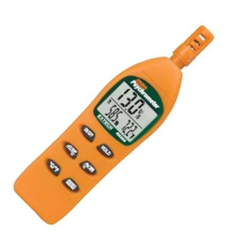 Extech RH300-NIST Digital Psychrometer with NIST Certificate, Simultaneous display of %RH, Temperature and Dew point or Wet Bulb or Probe Temperature, Wet bulb measurements without slinging, Calculates T1-T2 differential (Air Temperature minus External Probe Temperature) using optional probe (TP890) and T-2 Dew Point (RH300NIST RH300 NIST RH-300 RH 300)