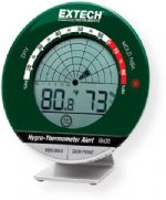 Extech RH35 Desktop Hygro Thermometer Alert; Innovative graphical display shows the measured humidity values of the last 24 hours like a radar screen; Large, easy to read LCD displays percent Relative Humidity, Indoor Temperature and Dew Point; Humidity range 10 to 99 percent RH; UPC 793950440353 (RH35 RH-35 THERMOMETER-RH35 EXTECHRH35 EXTECH-RH35 EXTECH-RH-35) 