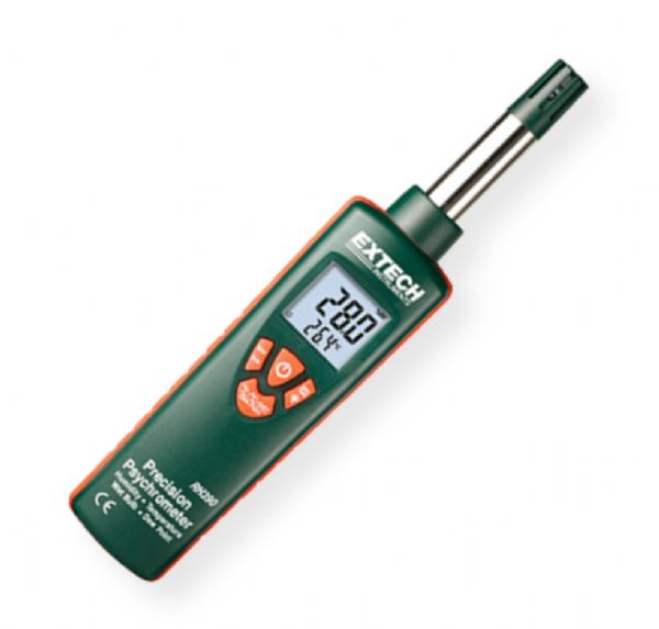 Extech RH390-NIST Precision Psychrometer with NIST Certificate, Less than 30 second RH response time, Dual backlit display, Slim design with rubberized sides for better grip and for one hand operation, Data Hold and Min/Max functions (RH390NIST RH390 NIST RH-390 RH 390)