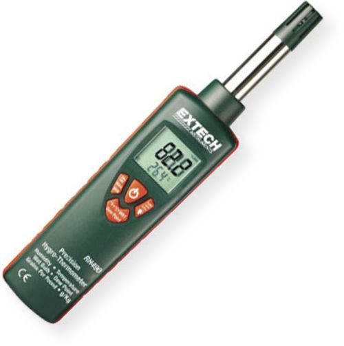Extech RH490-NIST Precision Hygro-Thermometer, Less then 30 seconds of RH response time, Water vapor in GPP, Dual backlit display, Simultaneous display of: Humidity/Temperature, Humidity/Dew Point or Humidity/Wet Bulb, Slim design with rubberized side grips, Data Hold and Min/Max functions (RH490-NIST RH490NIST RH490 NIST)