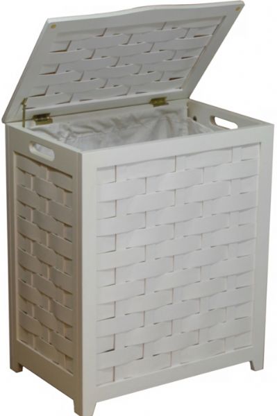 Oceanstar RHV0103W Design Rectangular Veneer Laundry Hamper, Durable solid basswood construction, Rectangular design for contemporary style, Hand grips on both sides for portability, Laundry hamper is lined with a canvas bag, Rubber bumpers for lid to prevent marring of painted surface, Enamel coating for durability, appearance, and ease of cleaning, White Finish (RHV0103W RHV-0103W RHV 0103W RHV0103-W RHV0103 W)