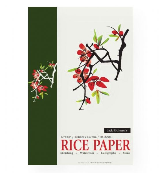 Richeson 101070 Rice Paper Pad; Rice paper features a distinct texture and slight translucent appearance; Great for sketching, calligraphy, watercolor, and sumi; Acid-free; 12'' x 18