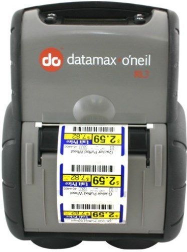 Datamax RL3-DP-00000100 Model RL3 Portable Thermal Label Printer with Serial Interface and Bluetooth Version 2.1, 203 dots per inch (8 dots per mm), 2.8 (72 mm) print width, 4 per second (102 mm per second), 2.65 (67 mm) O.D. Maximum Media Capacity, 0.75 (19 mm) Media I.D. core, 2 mil to 6.5 mil Media thickness, 64MB Flash/16MB RAM Memory (RL3DP00000100 RL3DP-00000100 RL3-DP00000100 RL-3 RL 3)